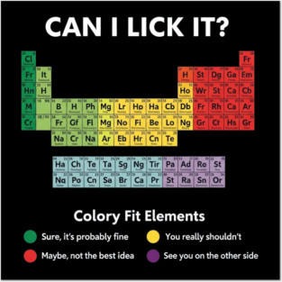 Can I Lick It Tee Funny Periodic Table Of Elements Science Posters and Art