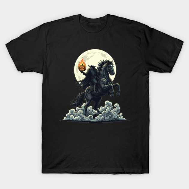 Headless Horseman Riding Black Horse Holding Flaming Jack O Lantern
