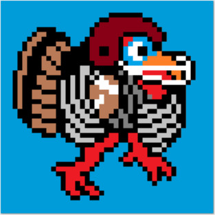 8-bit pixel Thanksgiving Turkey Bowl Football Posters and Art