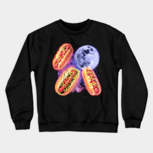 Hotdogs Howling Moon Hot Dogs Moon Food Lovers Retro Graphic Crewneck Sweatshirt