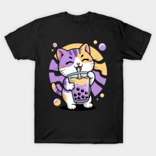 Cat Boba Tea Bubble Tea Anime Kawaii Neko Non-binary Kitten T-Shirt