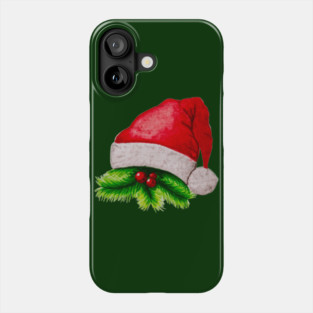 Christmas hat - hand-painted with watercolor. Phone Case