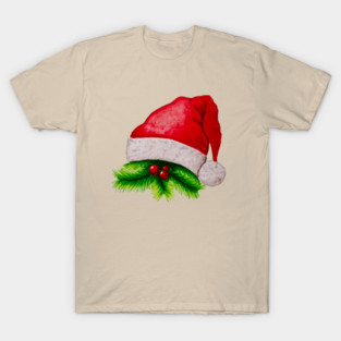 Christmas hat - hand-painted with watercolor. T-Shirt