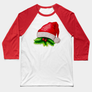 Christmas hat - hand-painted with watercolor. Baseball T-Shirt