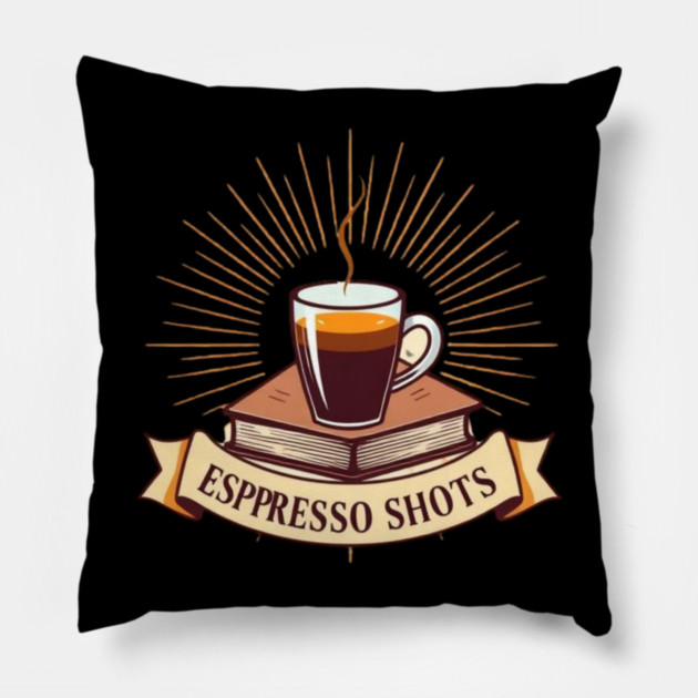 Sepia Books and Espresso Shots Pillow by SR8891