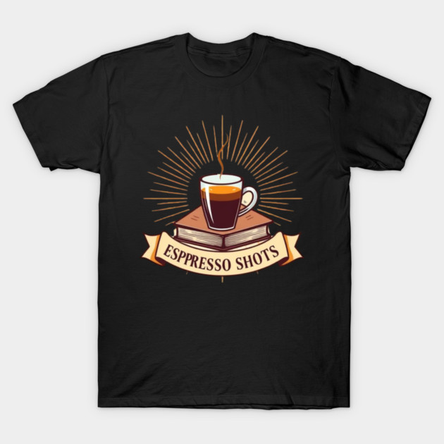 Sepia Books and Espresso Shots T-Shirt by SR8891