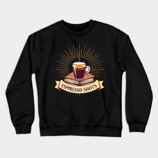Sepia Books and Espresso Shots Crewneck Sweatshirt by SR8891