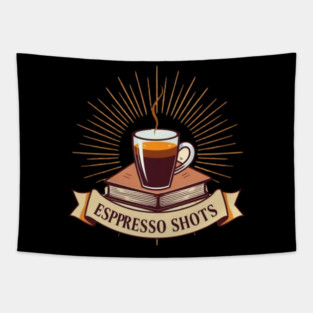 Sepia Books and Espresso Shots Tapestry
