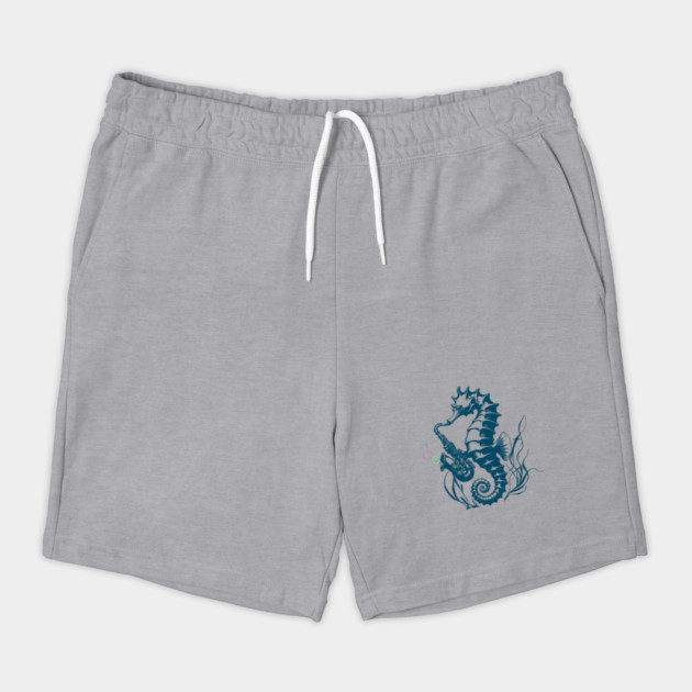 Saxophone Seahorse Rocking Underwater Jazz retro design with colorful bubbles by Luxinda