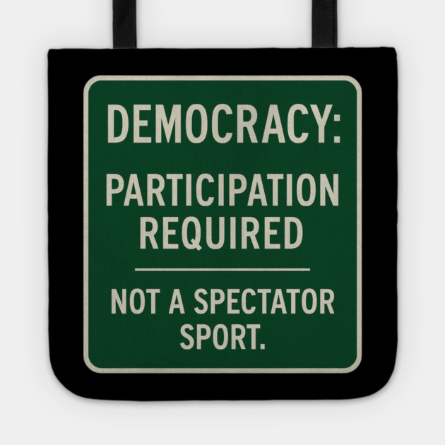 Democracy: Participation Required – Not a Spectator Sport Tote by ArtistTee ⭐⭐⭐⭐⭐