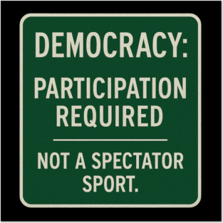 Democracy: Participation Required – Not a Spectator Sport Posters and Art