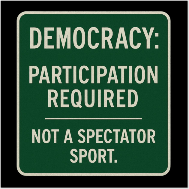 Democracy: Participation Required – Not a Spectator Sport Wall Art by ArtistTee ⭐⭐⭐⭐⭐