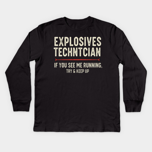 Explosives Tech Tee - Running is My Preferred Hobby Kids Long Sleeve T-Shirt by OUTFITPAW
