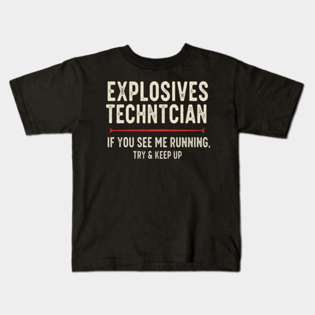 Explosives Tech Tee - Running is My Preferred Hobby Kids T-Shirt by OUTFITPAW