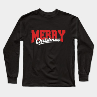 Bold Merry Christmas Typography Shirt – Simple Clean Festive Design Long Sleeve T-Shirt