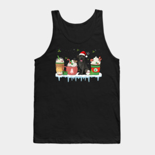 Black Lab Coffee Christmas Santa Hat Tank Top
