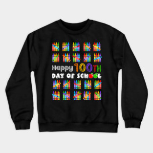 Happy 100th Day of School Colorful Crayon Art Crewneck Sweatshirt
