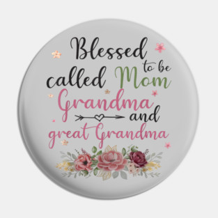 Blessed Mom Grandma Great Grandma Floral Butterfly Pin
