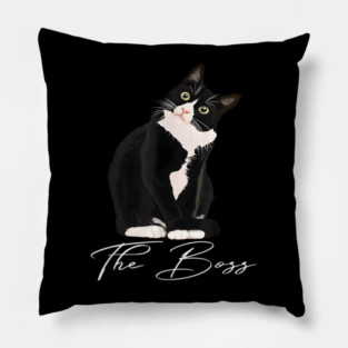 The Boss Tuxedo Cat Funny Pillow