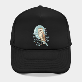 Moonlit Barn Owl Botanical Art Hat