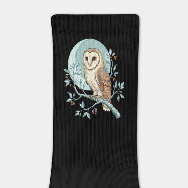 Moonlit Barn Owl Botanical Art by BirdsnStuff
