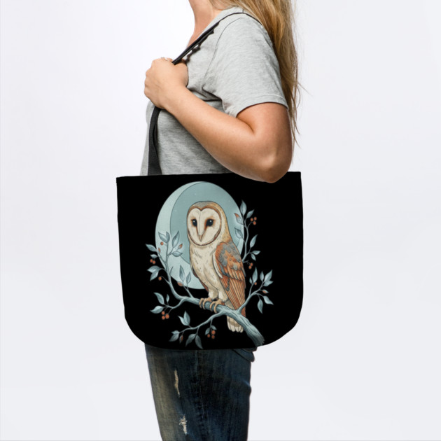 Moonlit Barn Owl Botanical Art by BirdsnStuff