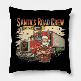 Santa’s Road Crew – Official Santa’s Helper Trucker Vintage Funny Holiday Trucking Gift Pillow