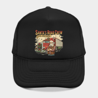Santa’s Road Crew – Official Santa’s Helper Trucker Vintage Funny Holiday Trucking Gift Hat