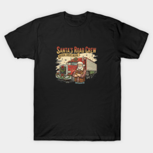 Santa’s Road Crew – Official Santa’s Helper Trucker Vintage Funny Holiday Trucking Gift T-Shirt
