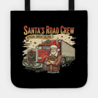 Santa’s Road Crew – Official Santa’s Helper Trucker Vintage Funny Holiday Trucking Gift Tote
