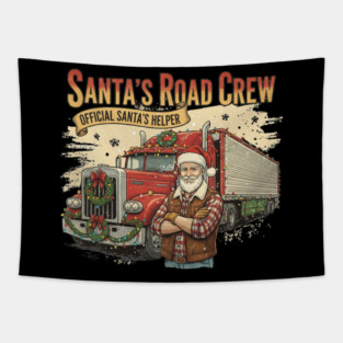 Santa’s Road Crew – Official Santa’s Helper Trucker Vintage Funny Holiday Trucking Gift Tapestry