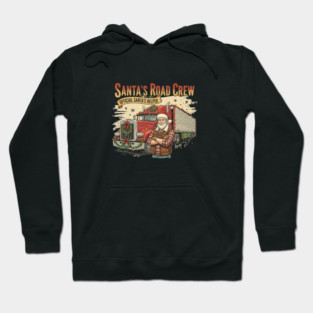 Santa’s Road Crew – Official Santa’s Helper Trucker Vintage Funny Holiday Trucking Gift Hoodie