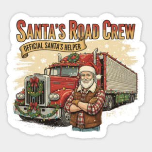 Santa’s Road Crew – Official Santa’s Helper Trucker Vintage Funny Holiday Trucking Gift Magnet