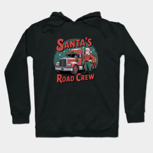 Santa’s Road Crew -Christmas Trucker Vintage Design Hoodie