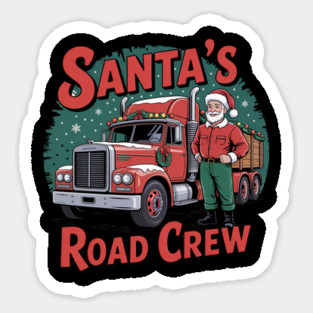 Santa’s Road Crew -Christmas Trucker Vintage Design Sticker