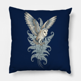 Moonlit Barn Owl in Flight Pillow