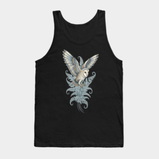 Moonlit Barn Owl in Flight Tank Top