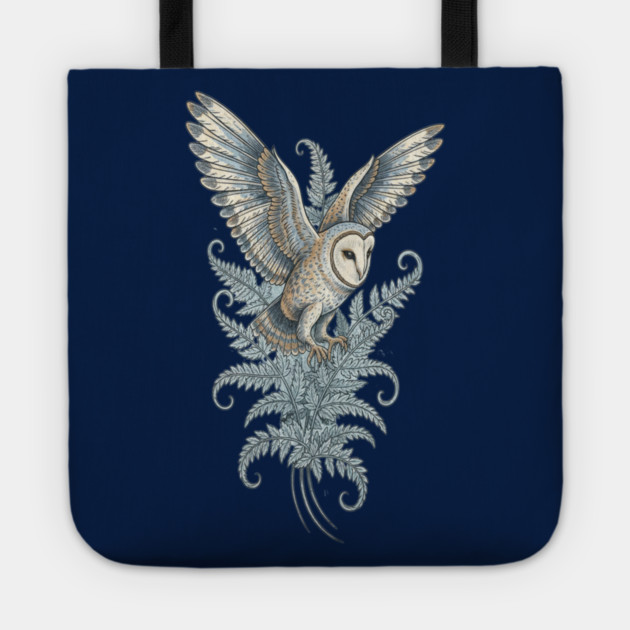 Moonlit Barn Owl in Flight Tote by BirdsnStuff
