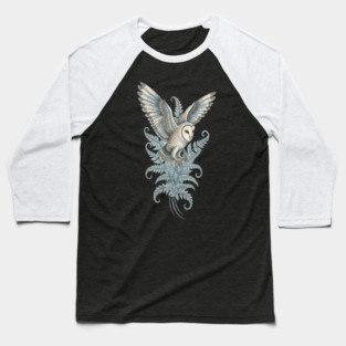 Moonlit Barn Owl in Flight Baseball T-Shirt