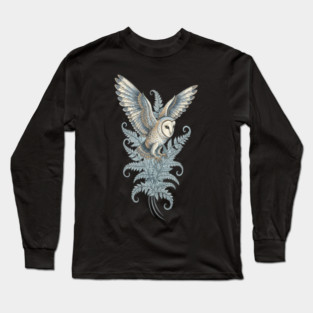 Moonlit Barn Owl in Flight Long Sleeve T-Shirt