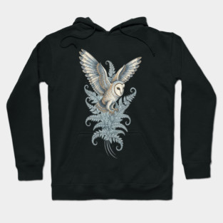 Moonlit Barn Owl in Flight Hoodie