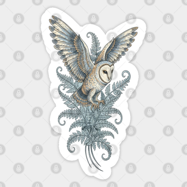 Moonlit Barn Owl in Flight Sticker by BirdsnStuff