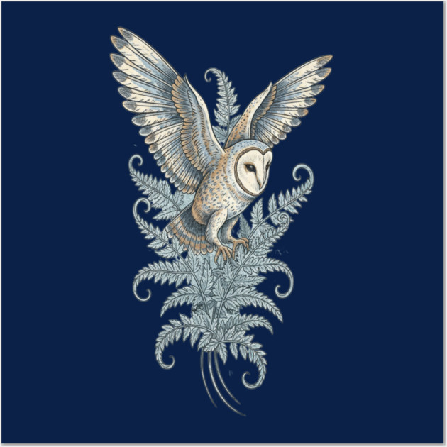 Moonlit Barn Owl in Flight Wall Art by BirdsnStuff