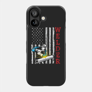 Welder Welding Pipefitter USA American Flag Patriotic Retro Vintage Style Phone Case