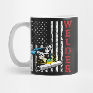 Welder Welding Pipefitter USA American Flag Patriotic Retro Vintage Style Mug