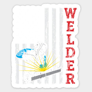 Welder Welding Pipefitter USA American Flag Patriotic Retro Vintage Style Sticker