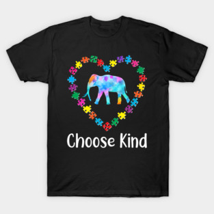 Autism Awareness Elephant Choose Kind Colorful Tie Dye Puzzle Watercolor Mom Dad Gift T-Shirt