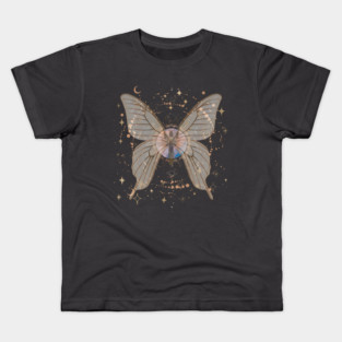 Fairy Grunge Aesthetic Butterfly Lunar Moth Celestial Fairycore Kids T-Shirt