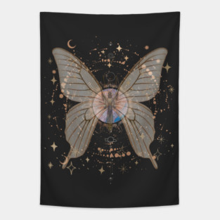Fairy Grunge Aesthetic Butterfly Lunar Moth Celestial Fairycore Tapestry