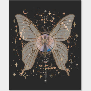 Fairy Grunge Aesthetic Butterfly Lunar Moth Celestial Fairycore Posters and Art